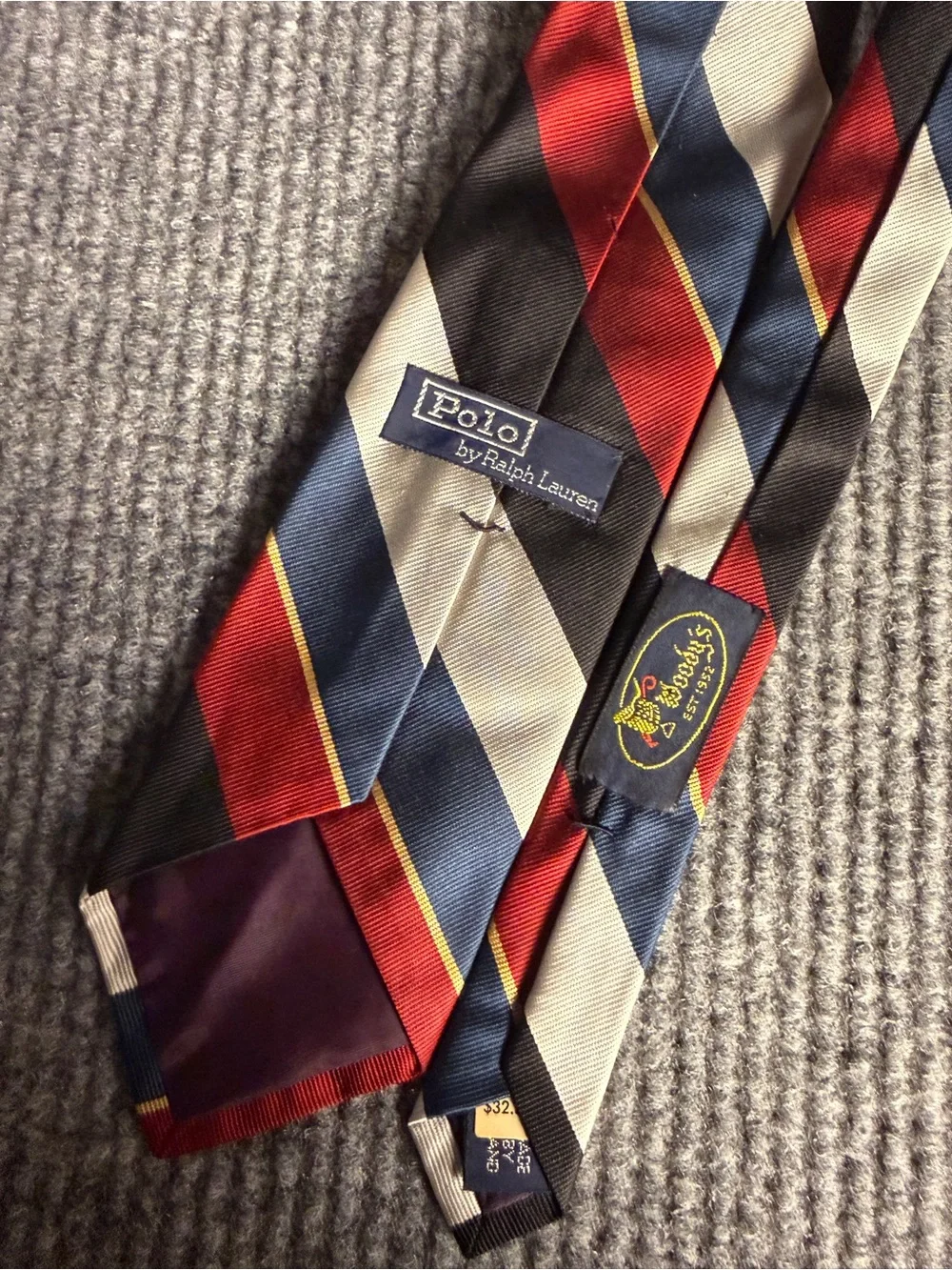 Polo Ralph Lauren Striped Silk Tie in Navy, Red, Black and Gold